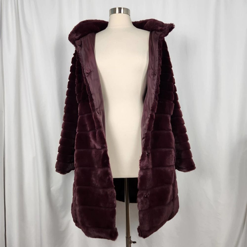 Lane Bryant Plum Faux Fur Super Soft Coat Size 10/12